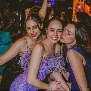 Purple Sequined Dress with Feathers - Retrofete Dupe